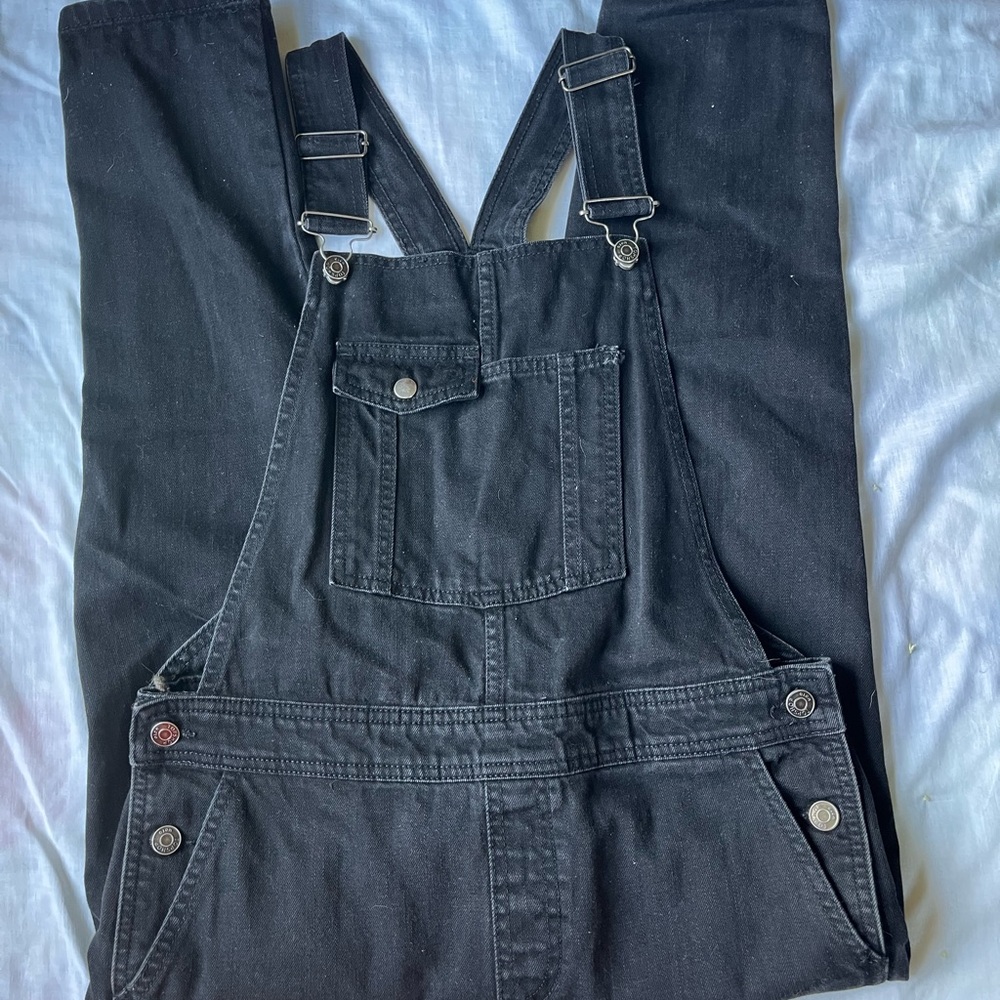 Topshop Black Denim Overalls